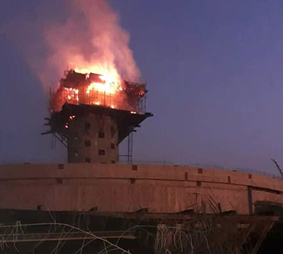 सगरमाथा सिमेन्ट उद्योगको निर्माणाधीन भवनमा आगलागी