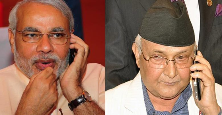 प्रधानमन्त्री ओली र मोदी बिच टेलिफोन बार्ता