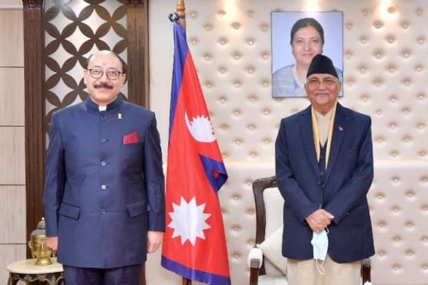 भारतीय विदेश सचिव श्रींगला र प्रधानमन्त्री ओली विच भेट