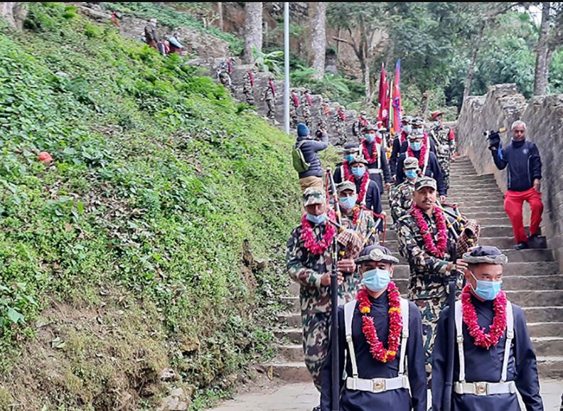 नेपाली सेनाद्धारा गोरखादेखि काठमाडौंसम्म पदयात्रा सुरू