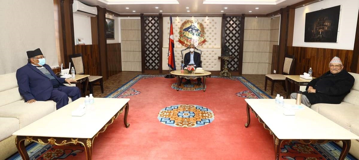 बालुवाटारमा देउवा, प्रचण्ड र ओलीविच भेटवार्ता