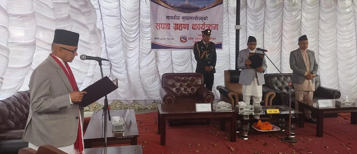 मुख्यमन्त्री अधिकारीसहित २ मन्त्रीले लिए शपथ