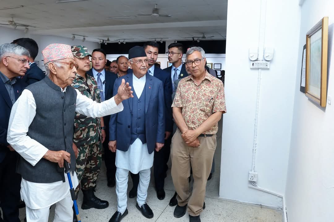 वरिष्ठ कलाकार शर्माको चित्र हेर्न प्रधानमन्त्री आर्ट ग्यालरीमा (तस्वीरहरु)